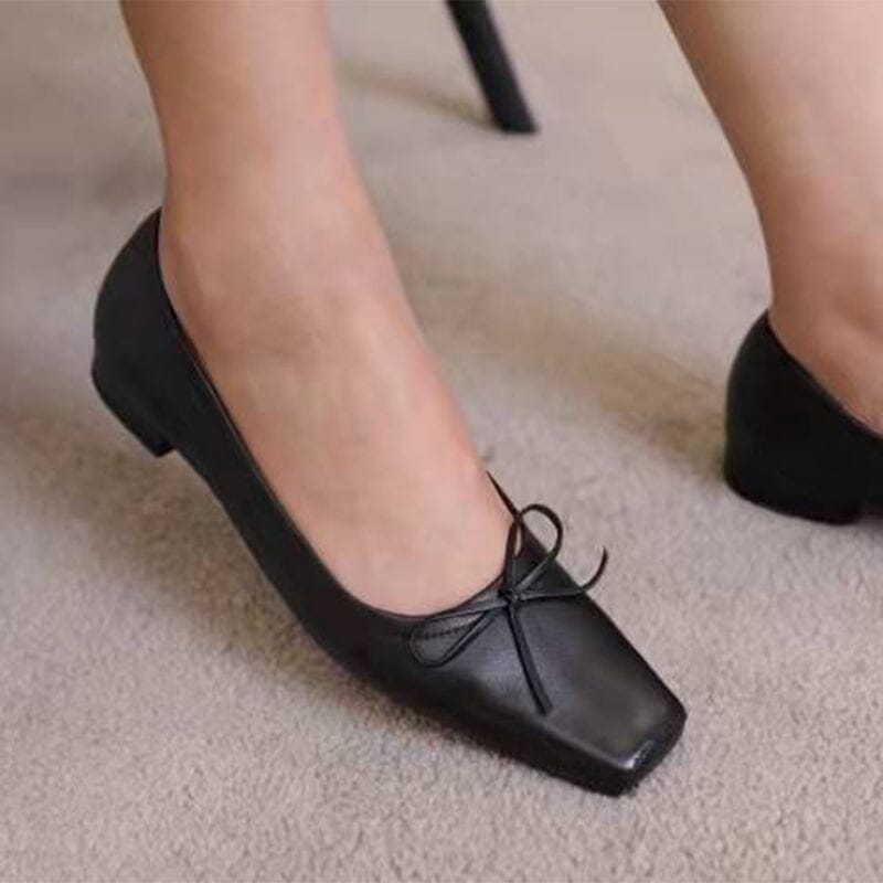 Square Toe Bowknots Dress Shoes Ballerina Flats Maxct