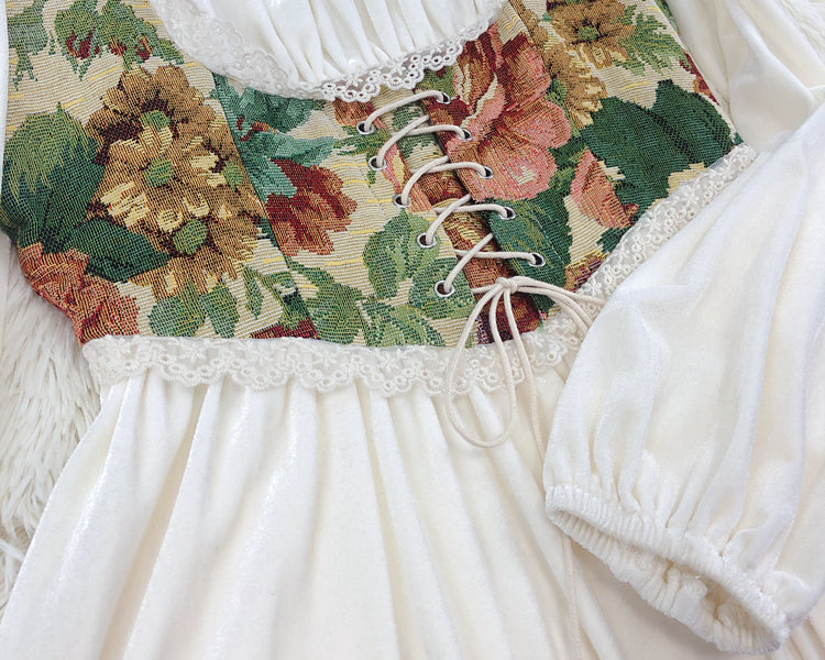 Floral Tapestry Jacquard Corset Dress Maxct