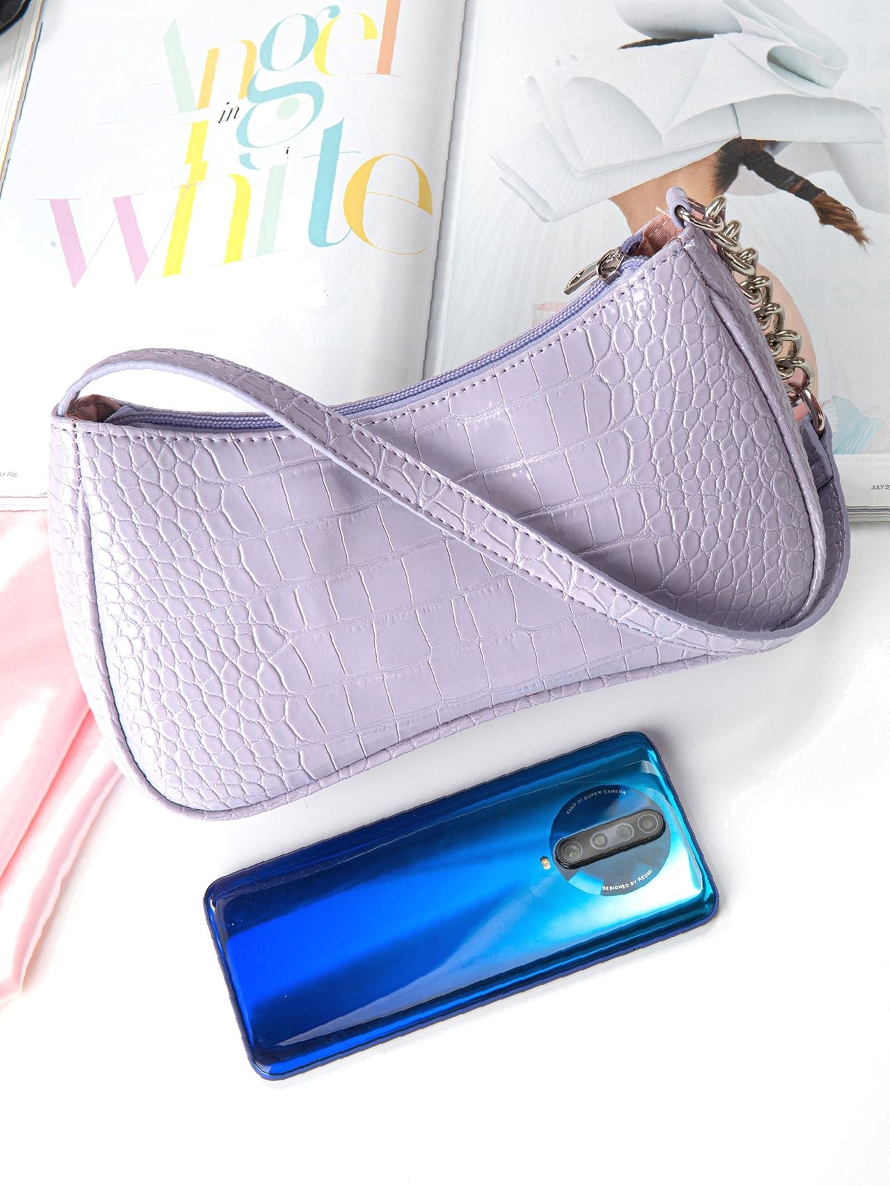 Bag For Love - Croc Embossed Baguette Bag  - Women Maxct Bags
