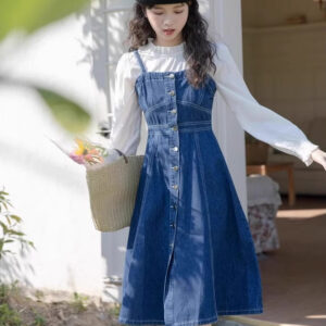 Button Down Denim Cami Midi Dress Maxct