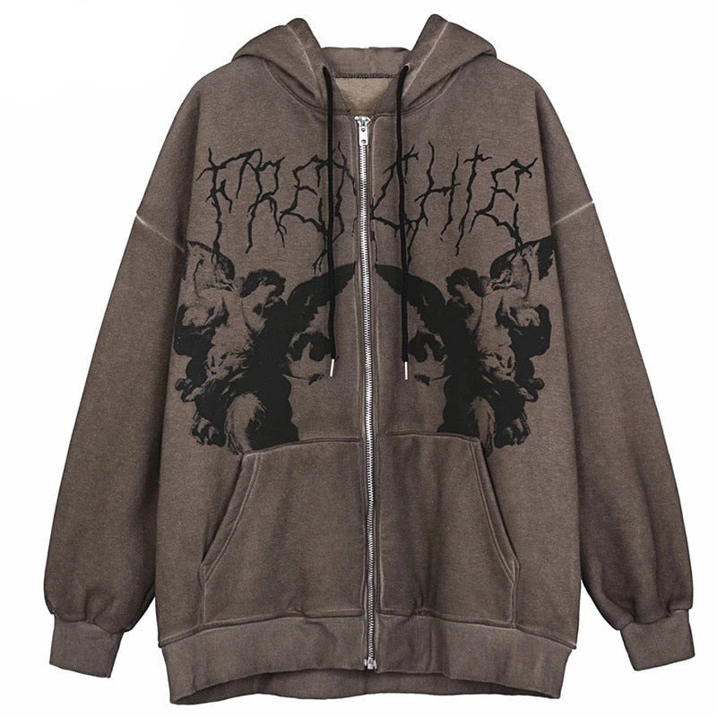 Fairy Grunge Zipper Hoodie for Men Maxct