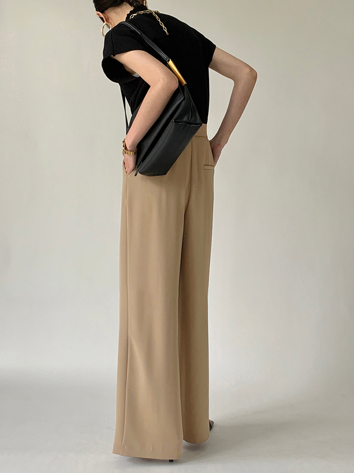 Maxct Tie Waist Flowy Wide Leg Dress Pants