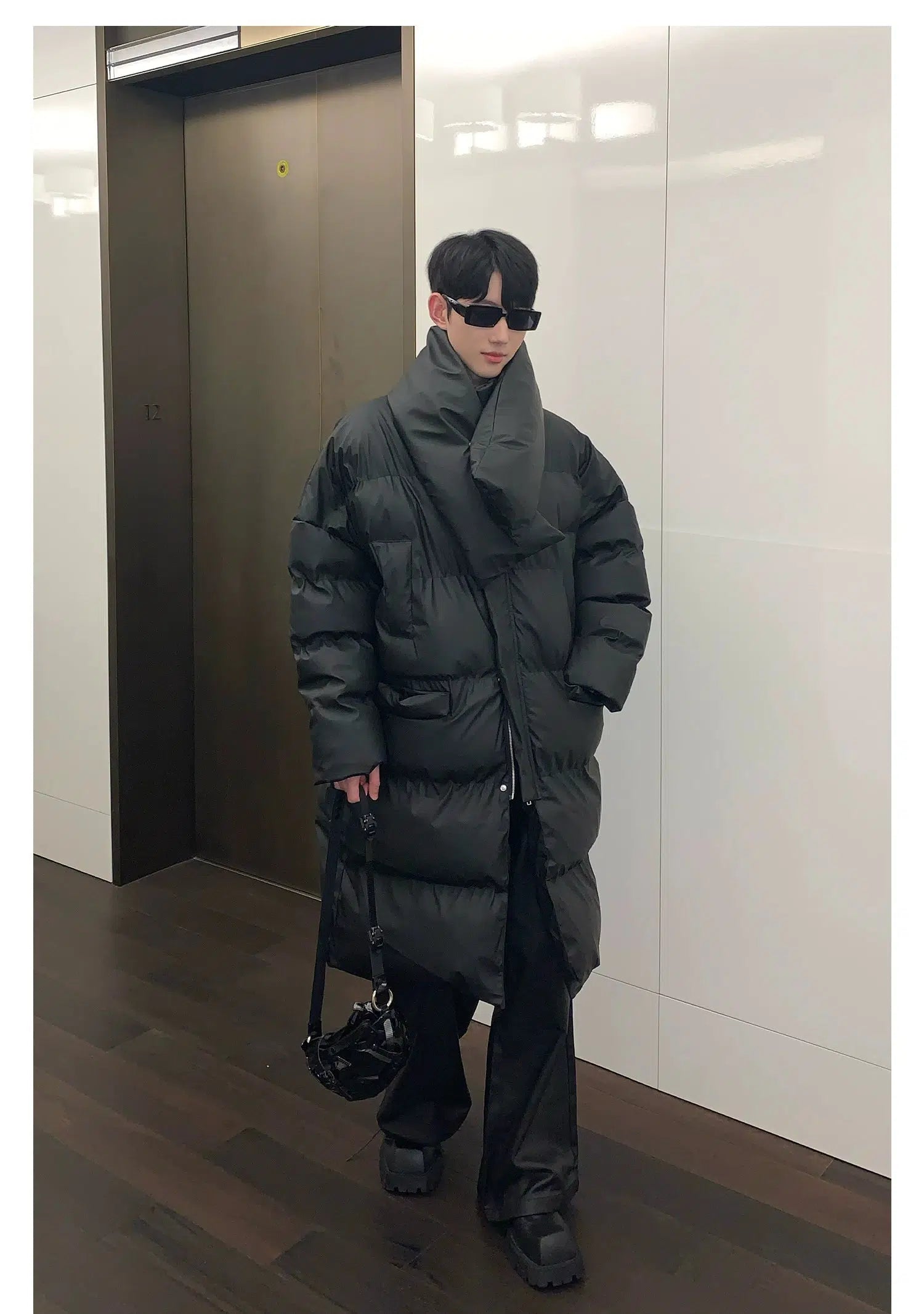 Maxct Stand Collar Puffer Jacket with Scarf
