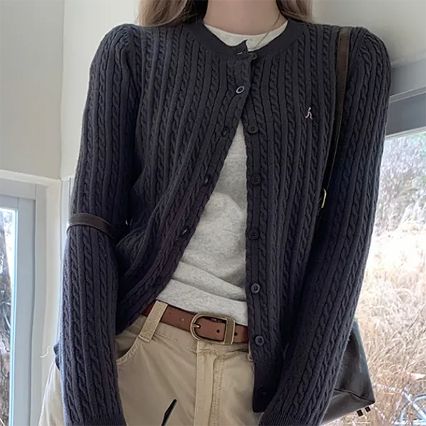 Maxct Vintage Cable Knit Slim Cardigan
