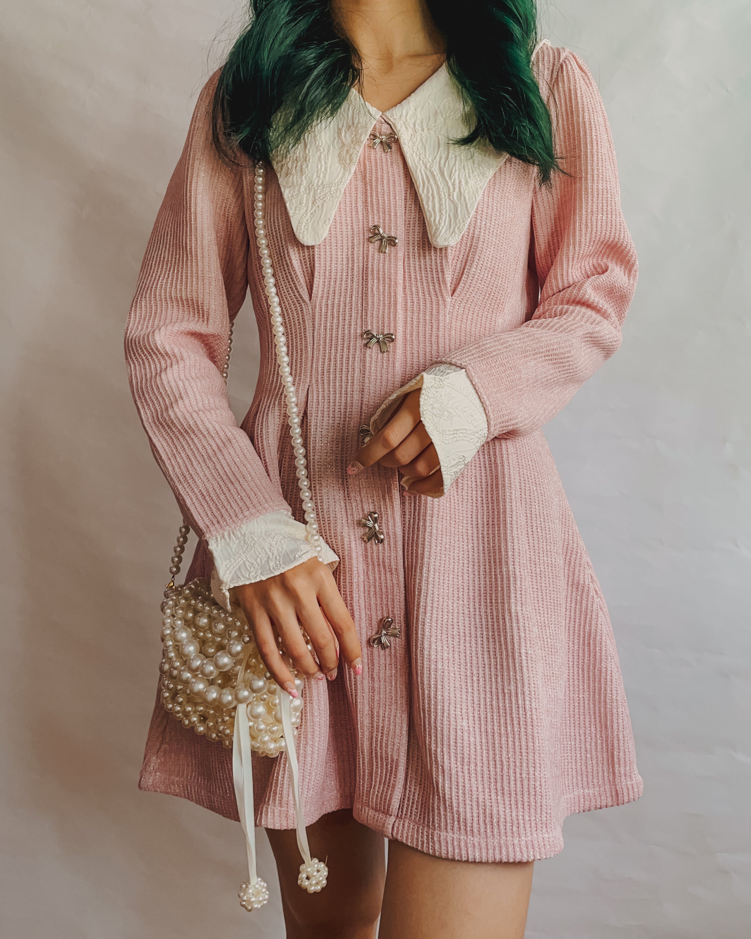 Sweet Bow Peter Pan Knit Dress Maxct