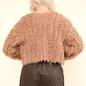 Maxct &VERY J Shaggy Yarn Knit Zip Up Jacket