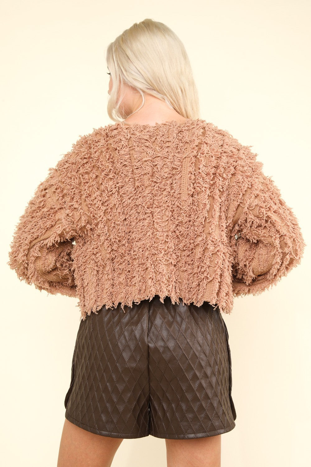 Maxct &VERY J Shaggy Yarn Knit Zip Up Jacket