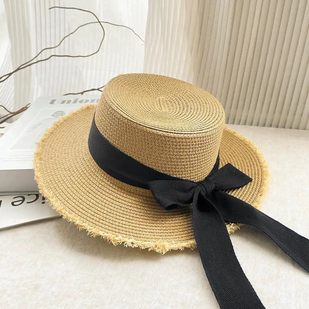 Maxct Internet Celebrity Ins Travel Wide Brim Flat Top Japanese Style Straw Hat