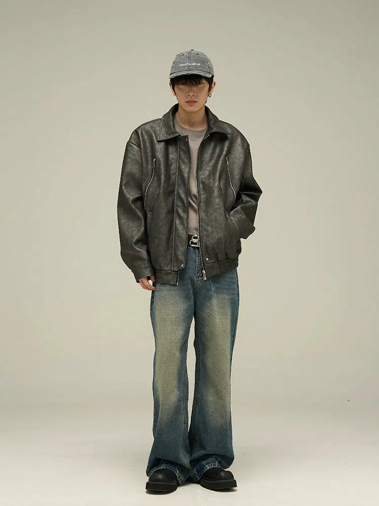 Maxct Retro Casual PU Leather Jacket