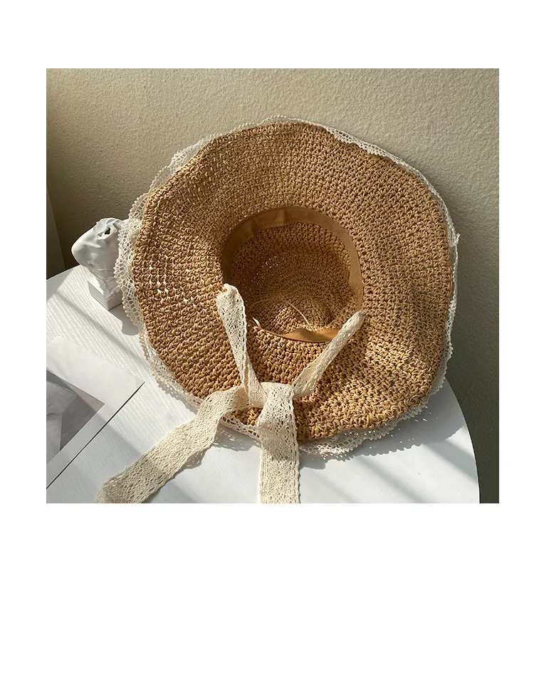 Straw Hat Ins Young Adult Shoelace Summer Outing Lace