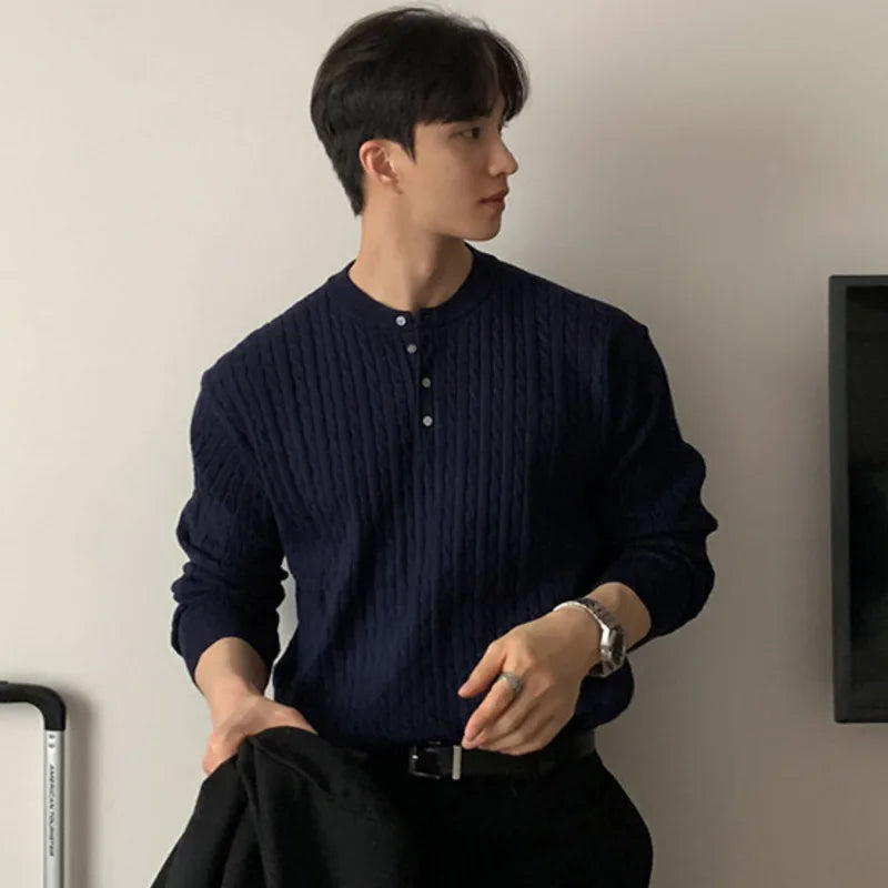 Maxct Cable Knit Henley Sweater