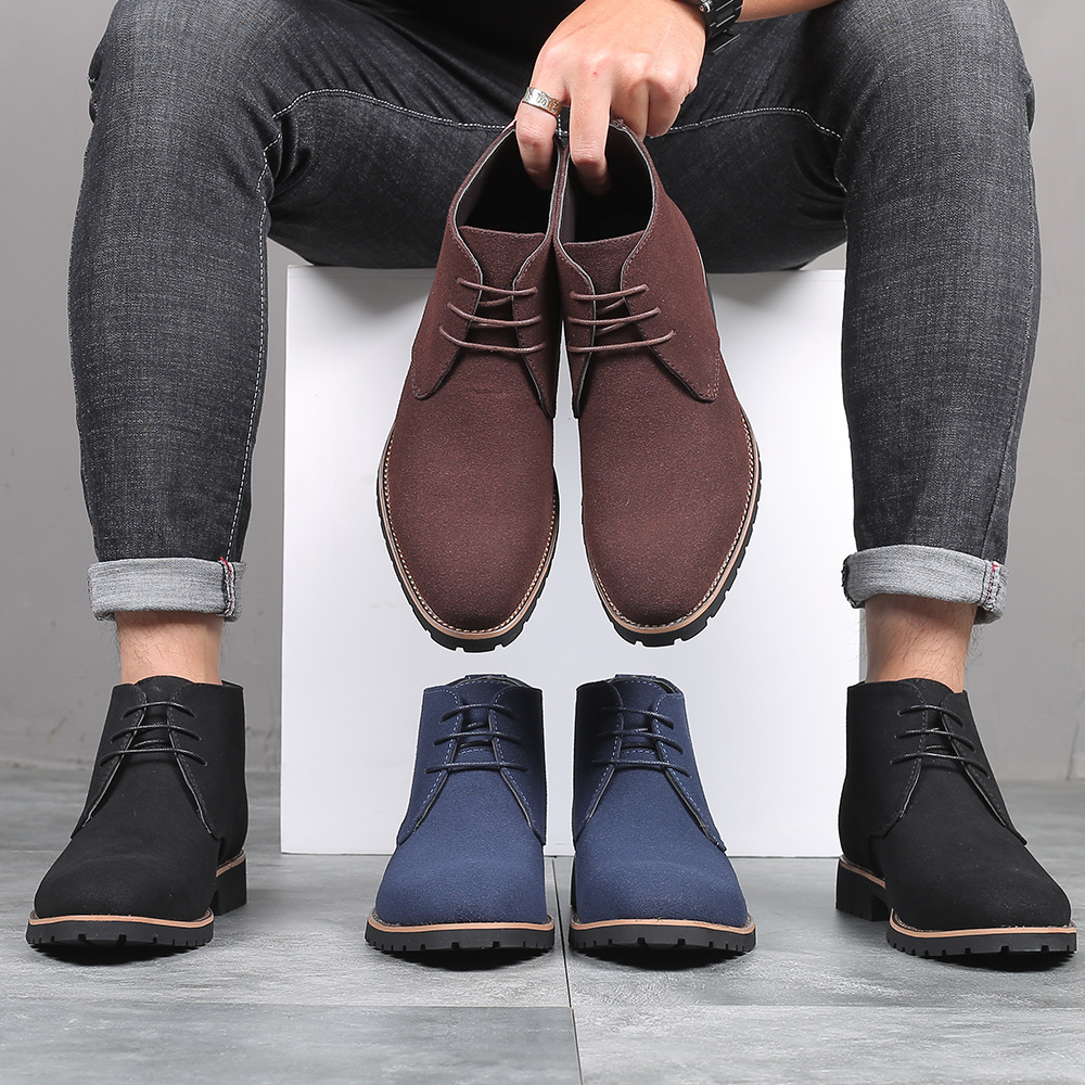 Men's Ankle Chelsea Boots - Cow Suede Leather. Slip-On Style - true deals club