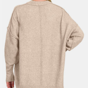 Maxct &Zenana High-Low Hem Drop Shoulder Sweater