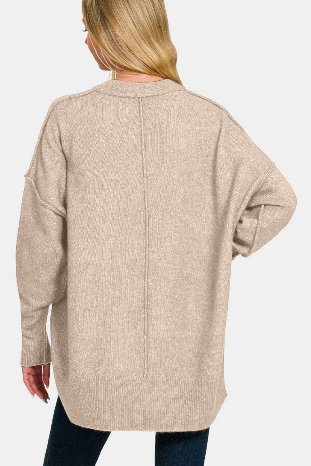 Maxct &Zenana High-Low Hem Drop Shoulder Sweater