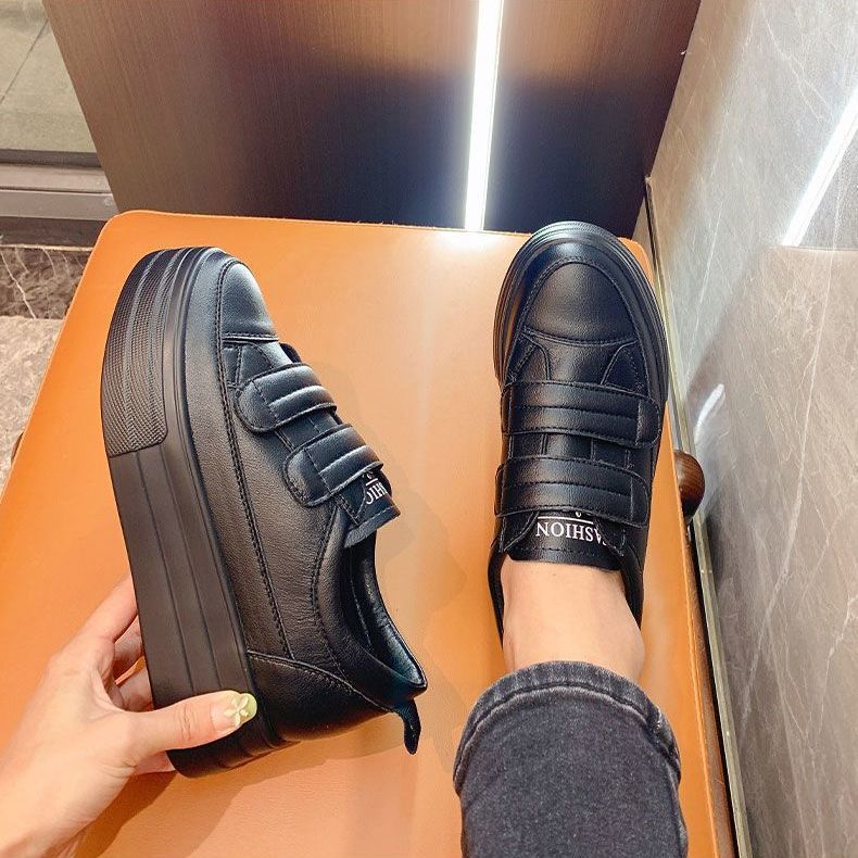 Women's 5cm Leather Wedge Sneakers - true deals club