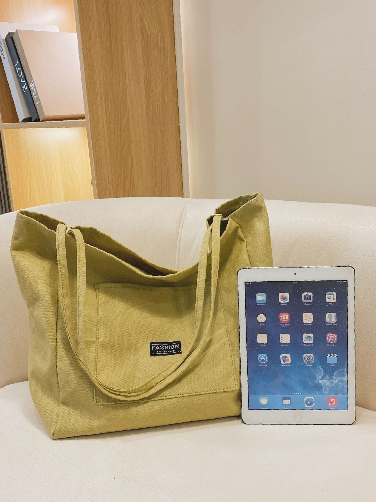 Maxct - Letter Patch Shoulder Tote Bag  - Women Tote Bags