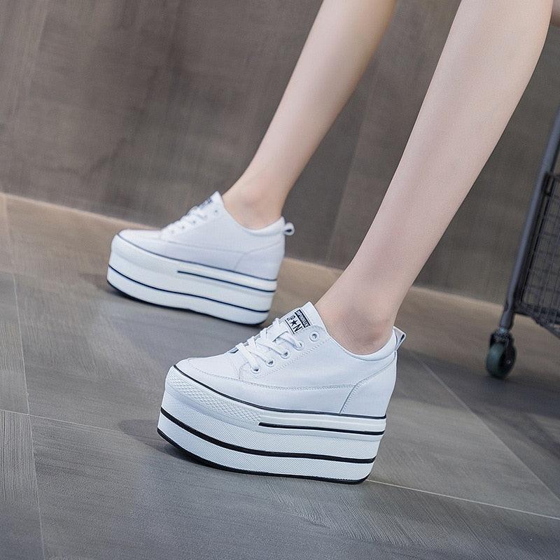 Leather Platform Sneakers for Women Maxct