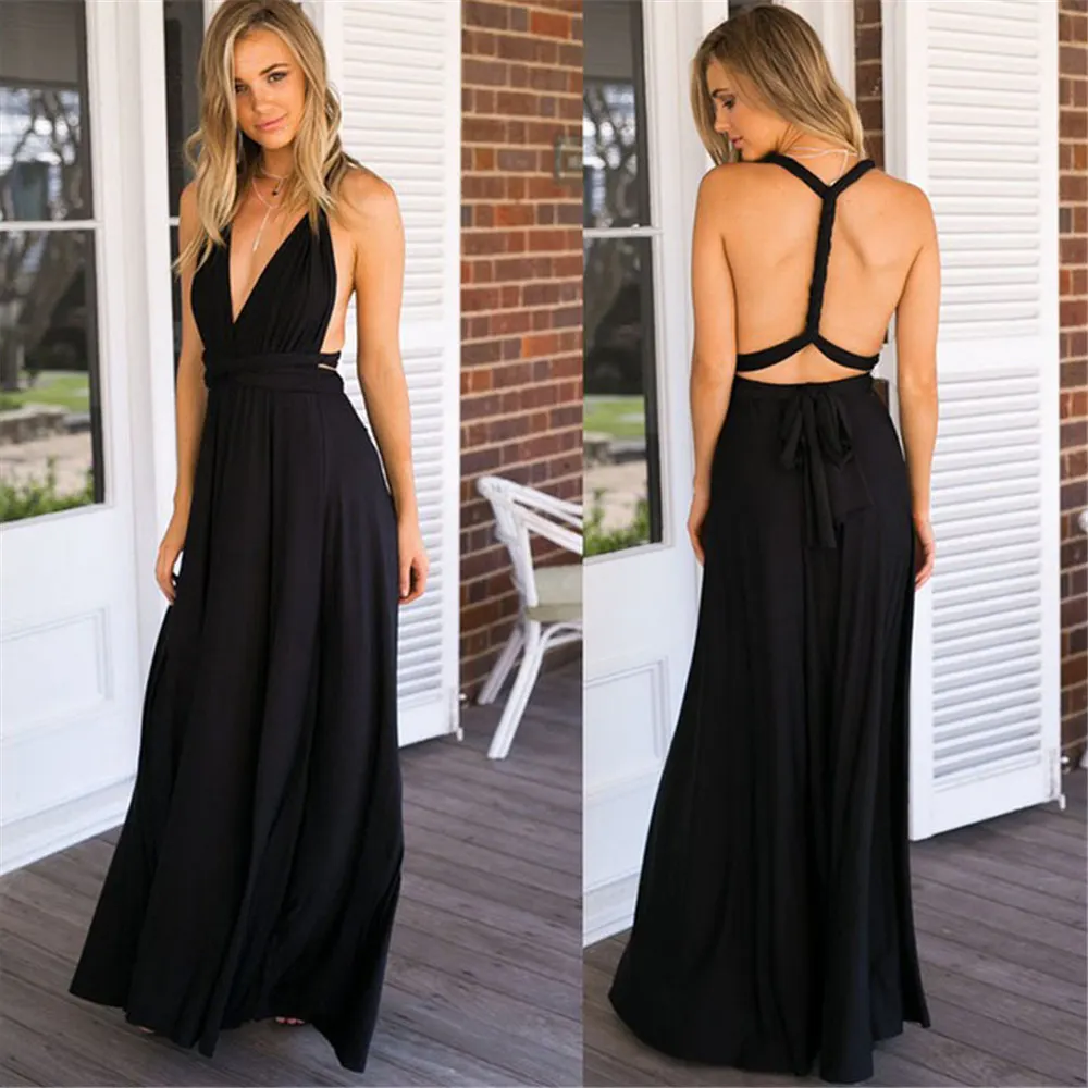 Maxct men costume ideas Multi-Wear Multi-Rope Cross Backless Sexy Bandage Dress Long Dress
