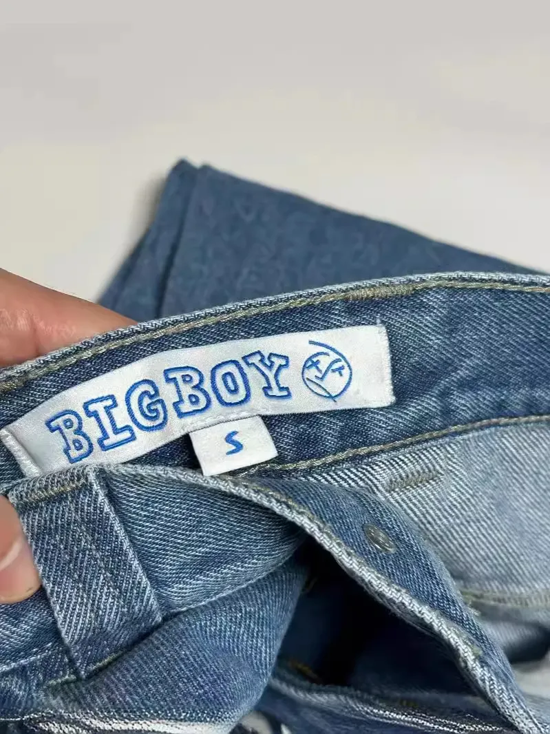 Maxct Dress Y2K Big Boy Jeans Hip-Hop Cartoon Graphic Embroidered Loose Jeans Tall