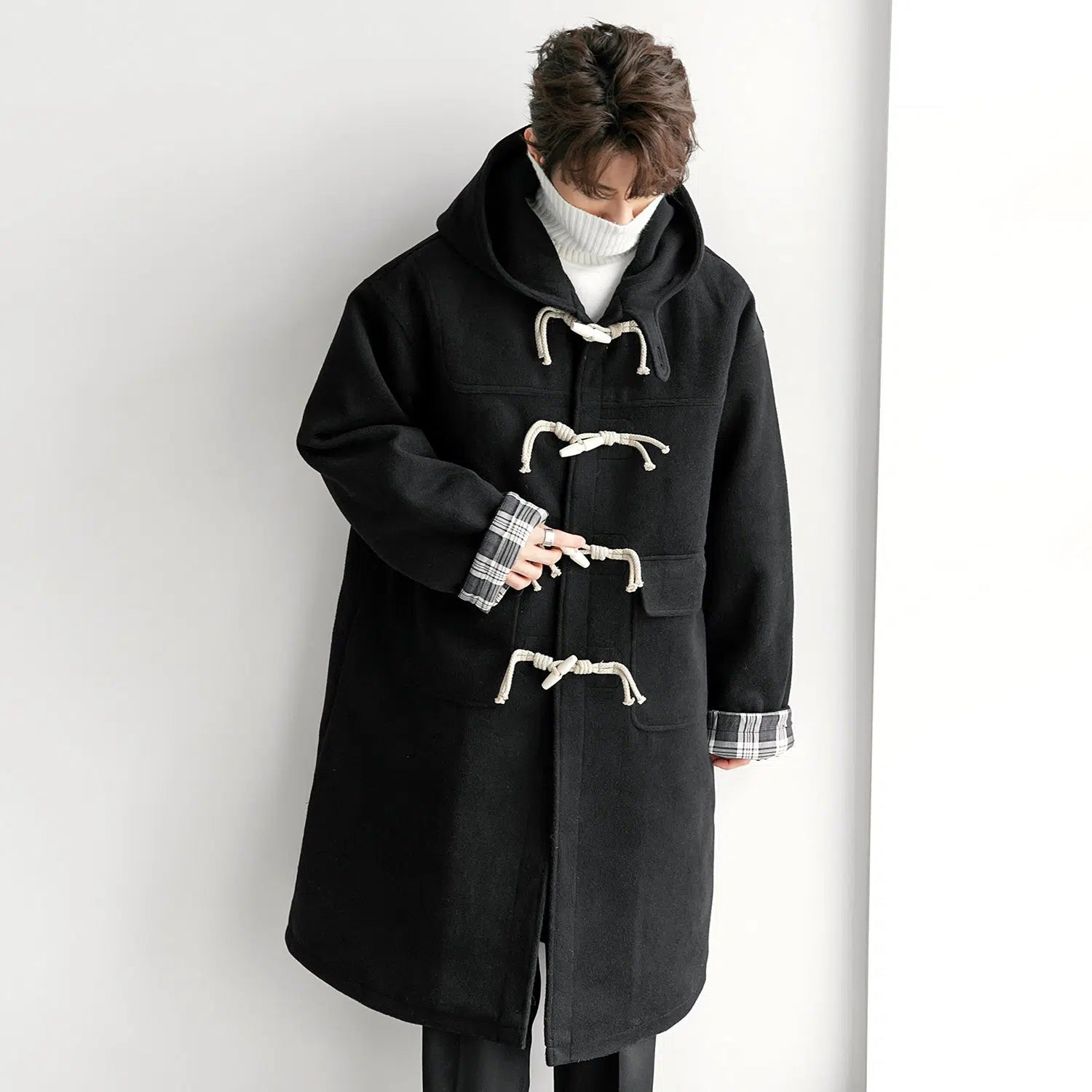 Maxct Horn Button Hooded Wool Coat