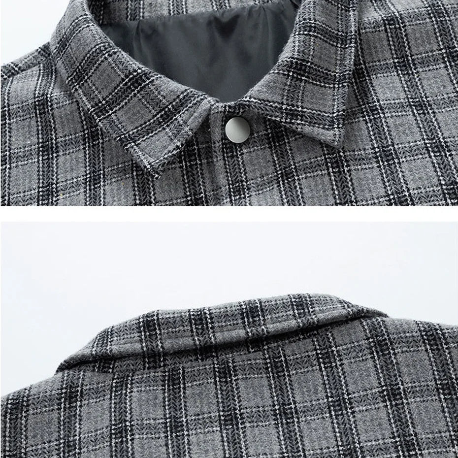 Maxct &AFLCZYU Plaid Woolen Light Jacket | S - 7XL