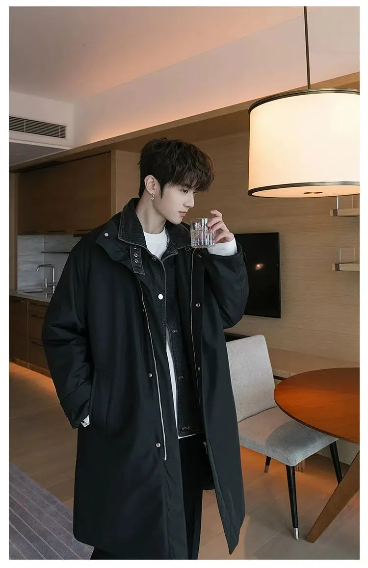Maxct Mid-length Two-piece Denim Patchwork Coat