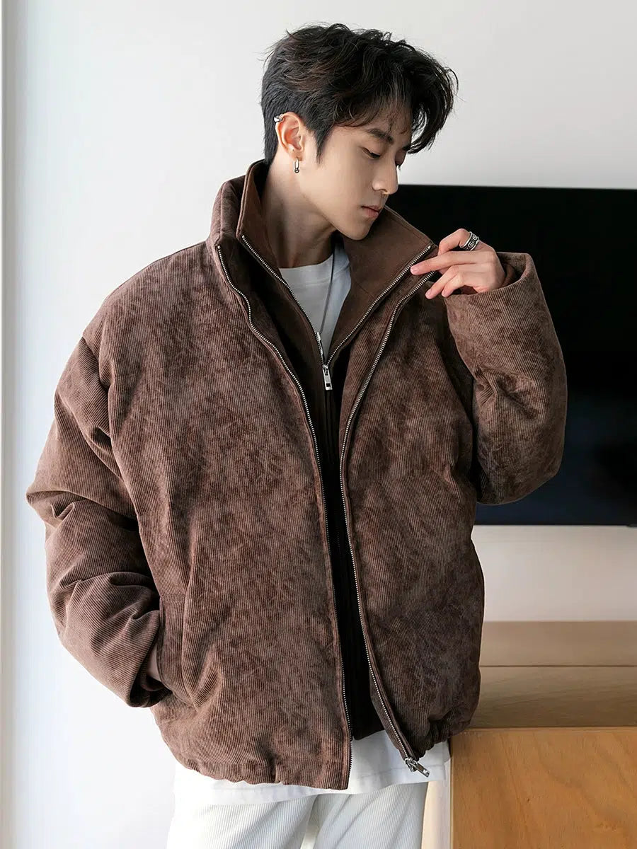 Maxct Thickened Stitching Stand Collar Cotton Jacket