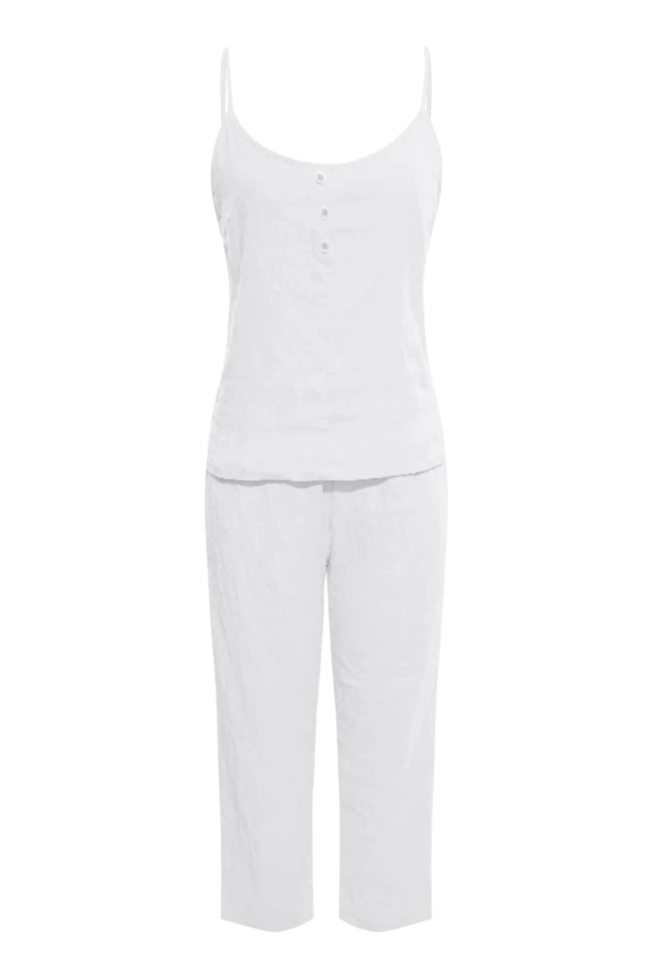 Maxct Solid Color Cotton Spaghetti Straps Long Pants Set