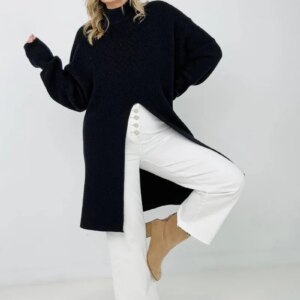 Maxct &"Mara" Mockneck Front Slit Sweater