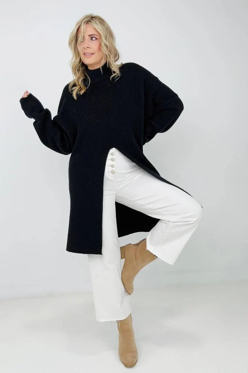 Maxct &"Mara" Mockneck Front Slit Sweater