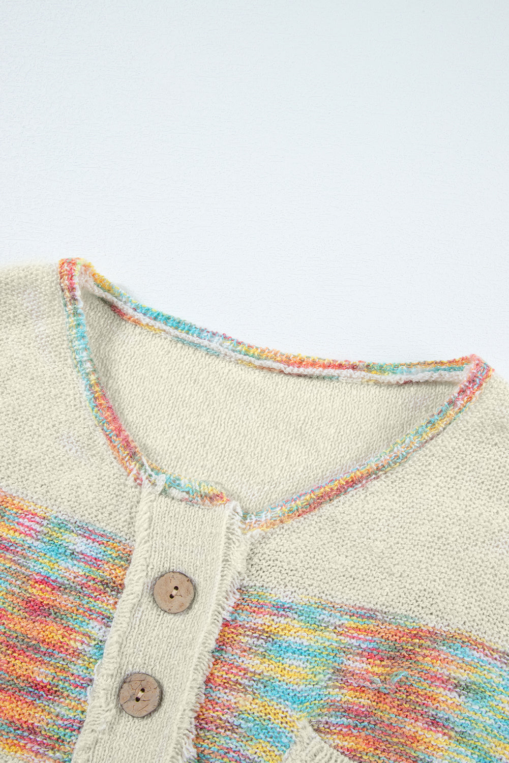 Maxct &Contrast Half Button Long Sleeve Sweater