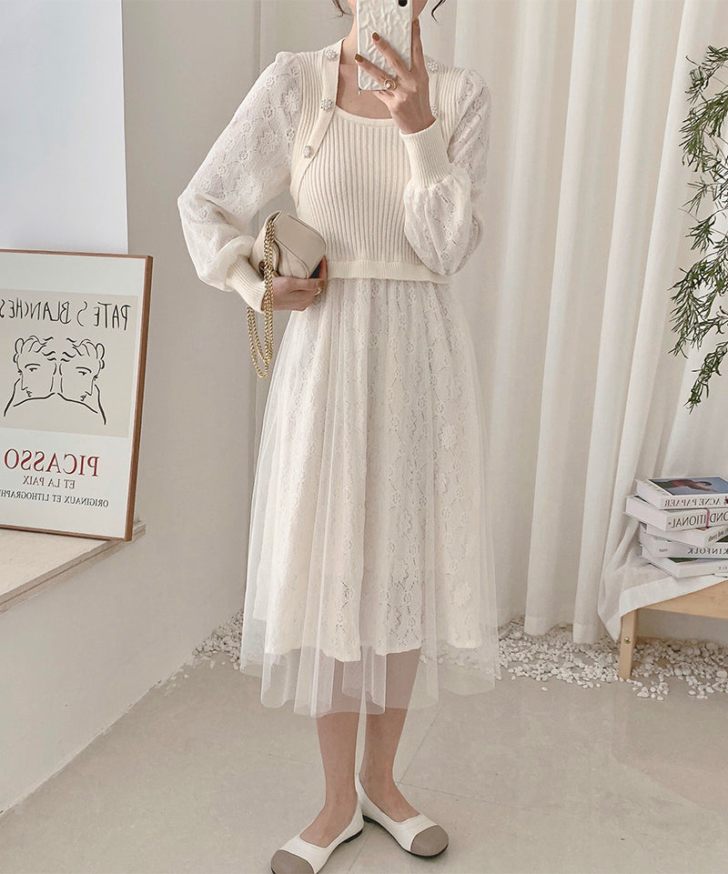 Lace Knit Sweater Dress Maxct