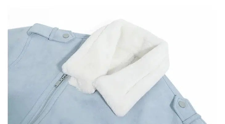 Maxct Cropped Rabbit Fur Lapel Jacket