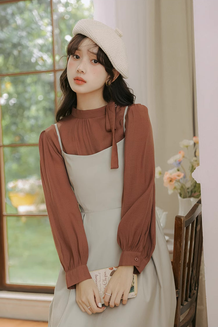 Bow Back Cami Dress & Blouse Set Maxct