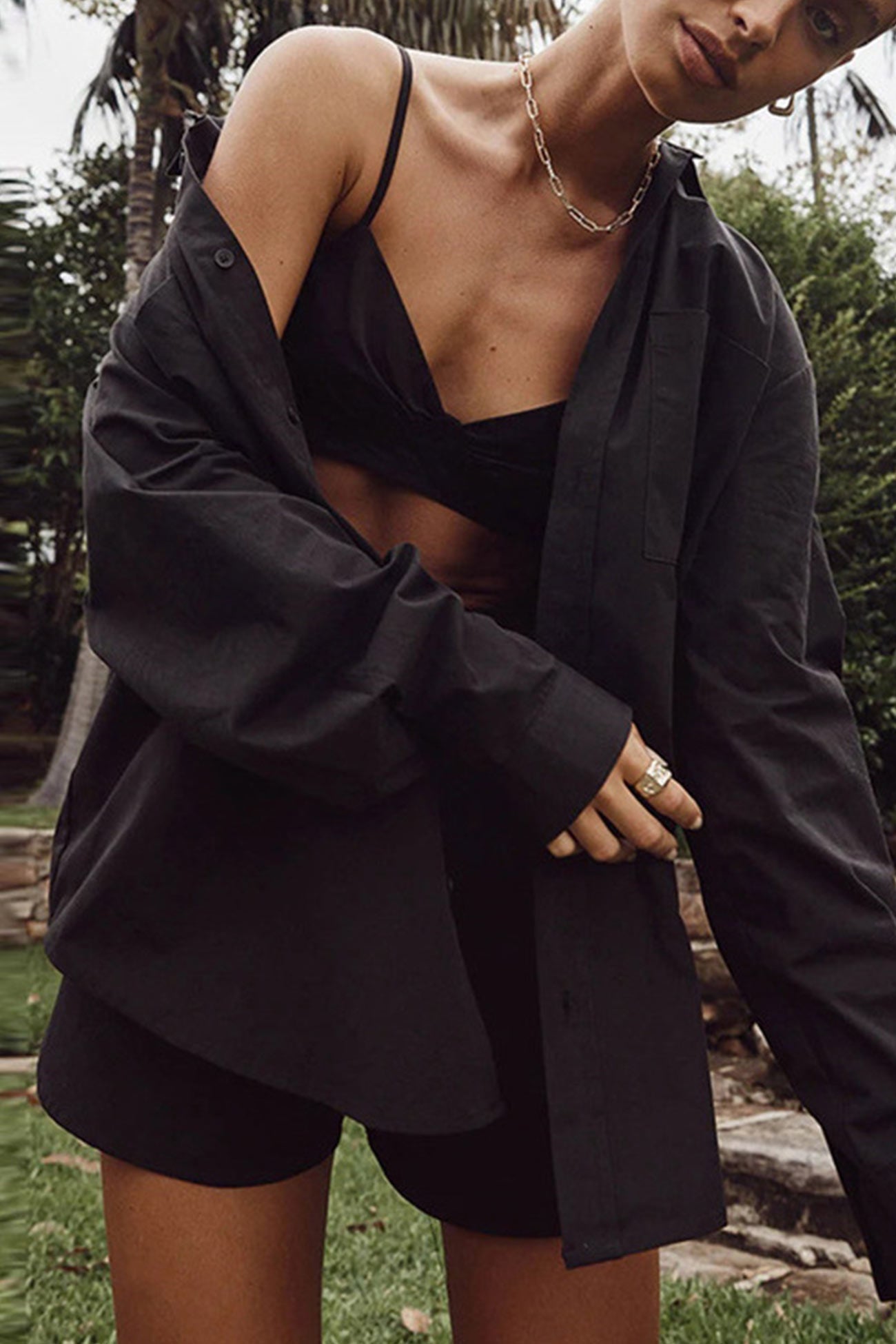 Maxct-Long Sleeve Shirt Vest Three-piece Shorts Set