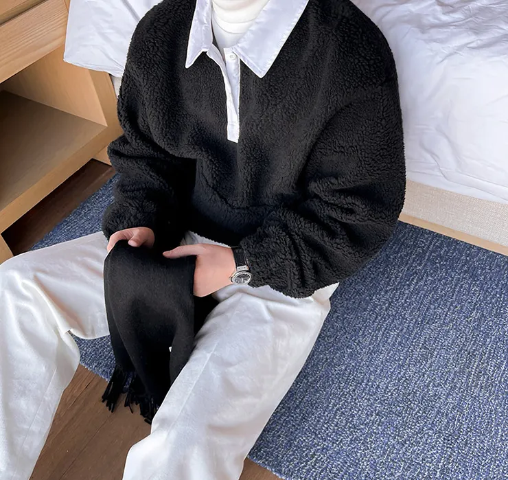 Maxct 6348 Fleece Two Tone Collar Shirt Sweater
