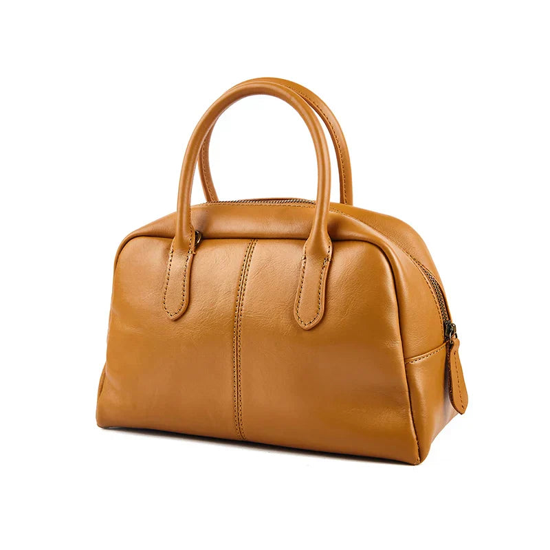 Maxct Women's Shoulder Bag Fashion First Layer Leather Bowling Bag Luxury Messenger Bag