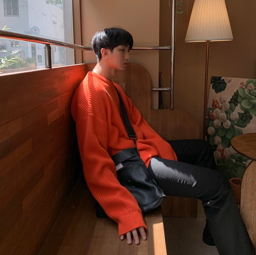 Maxct Orange Oversized Knit Sweater
