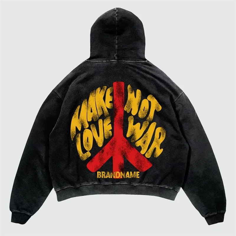 Maxct Y2k Women's Clothing Washed Hoodies Sweatshirt Pullover Long Sleeved Tops Oversize Streetwear Vintage Printed Pattern Clothing