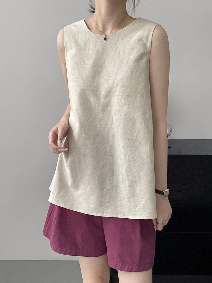 Maxct Knotted Back Loose Sleeveless Blouses