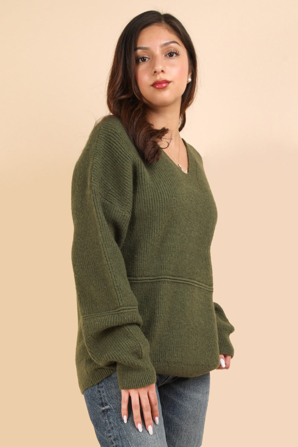 Maxct &VERY J Seam Detail Drop Shoulder Hooded Sweater