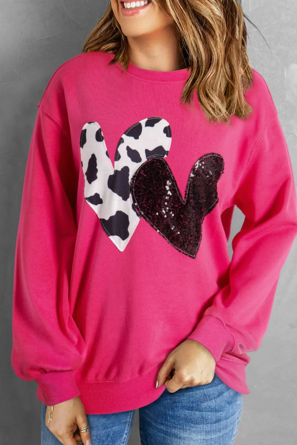 Maxct &Heart Patch Long Sleeve Sweatshirt
