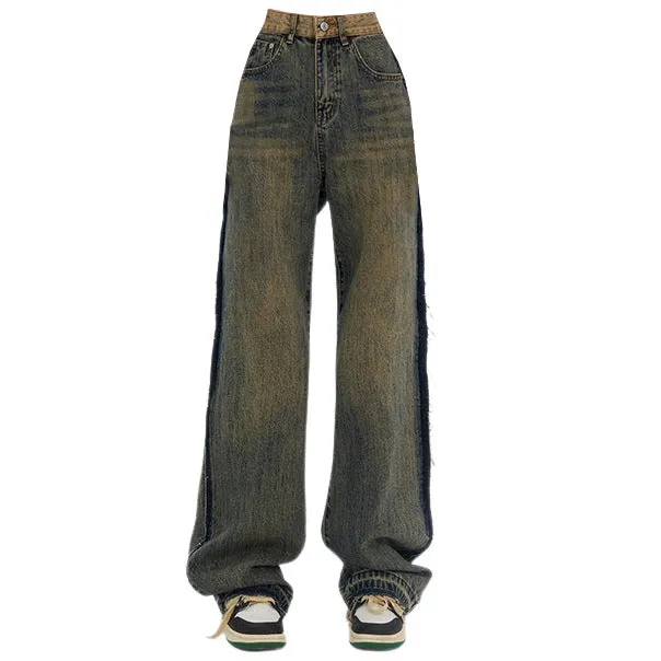 Washed Brown Jeans with Contrast Pocket Maxct