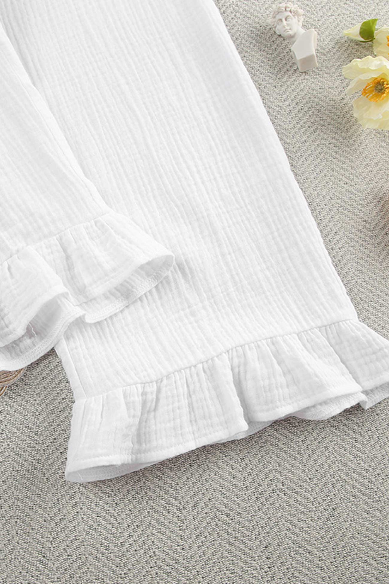 Maxct Flare Sleeve Shirt Vest Cotton Three-piece Pants Suits