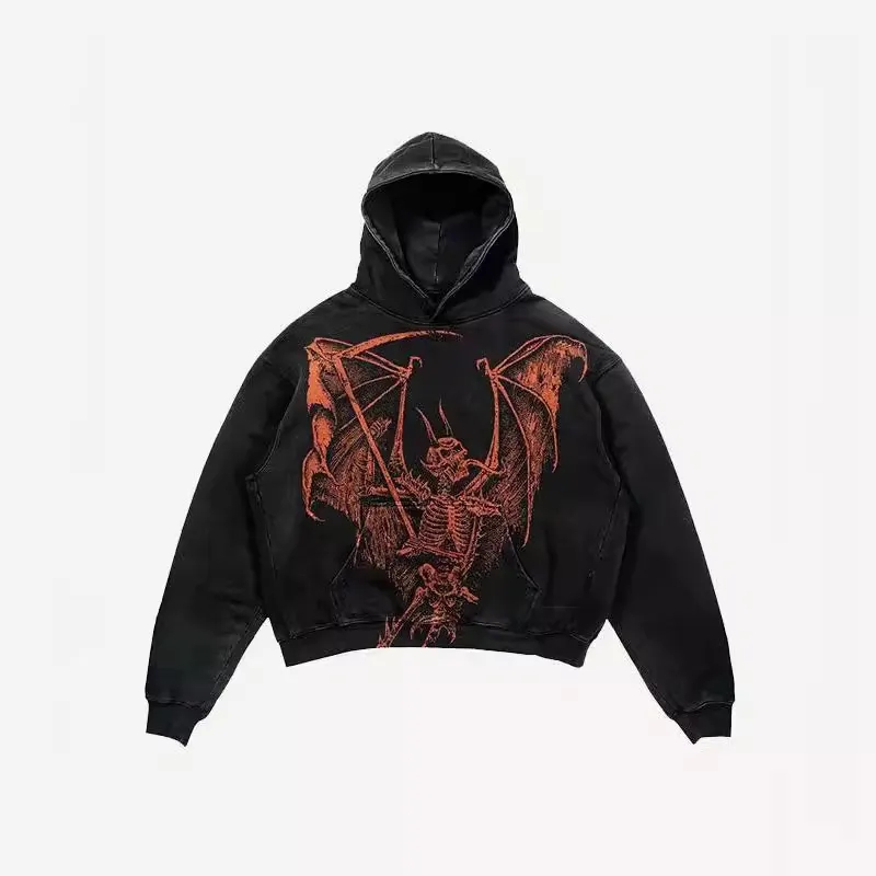 Maxct 2024 New Color Matching Skull Print Pocket 3D Sweater Hoodie Sweatshirt Cos Clothing