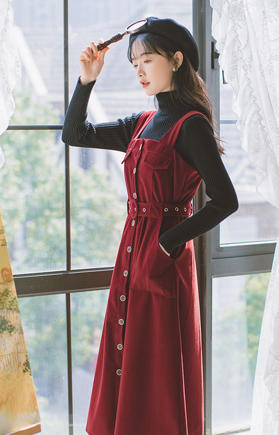 Corduroy Button Up Midi Dress Maxct