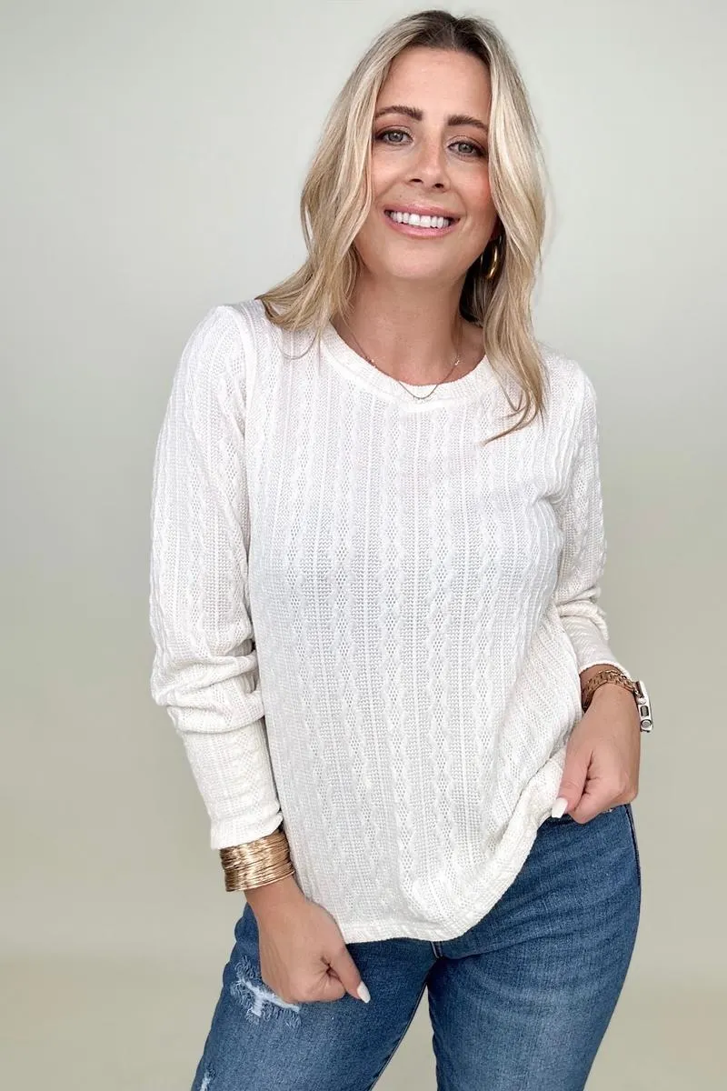 Maxct &Hayden Long Sleeve Cable Knit Top