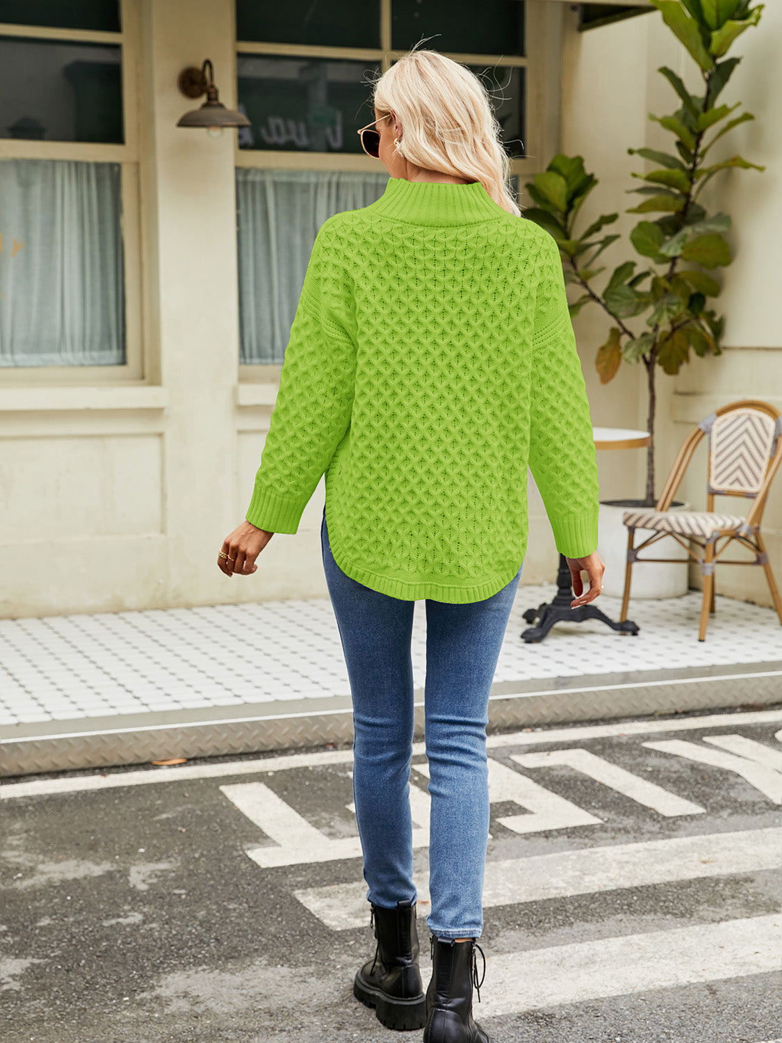 Maxct &Mock Neck Slit Sweater