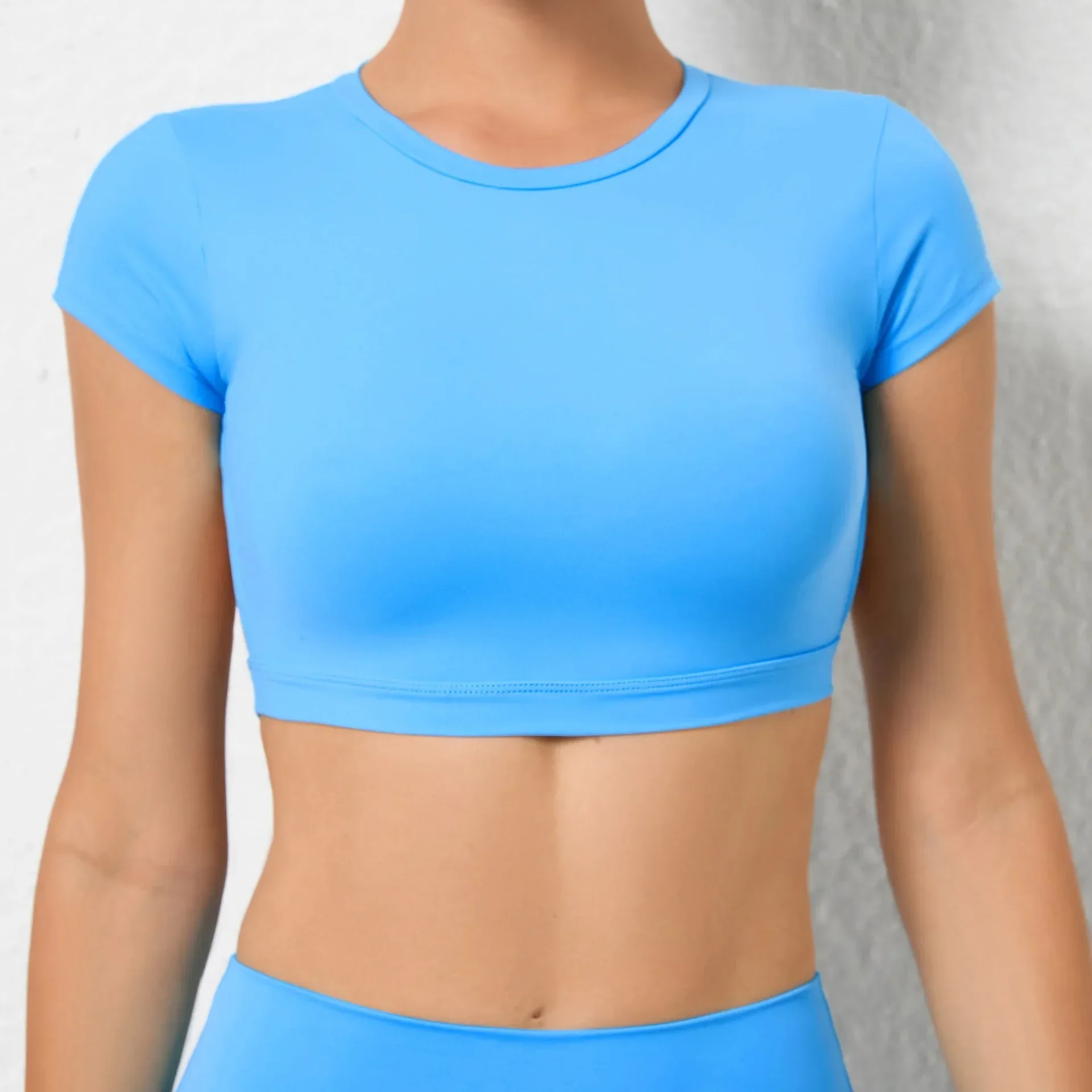 Maxct Backless Sporty T-shirt Women Sportswear Short Sleeve Crop Top for Fitness Yoga Wear Workout Clothes Female Gym Shirt Black