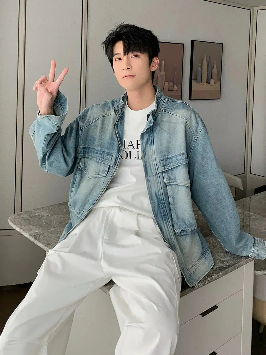Maxct Washed Light Blue Denim Jacket